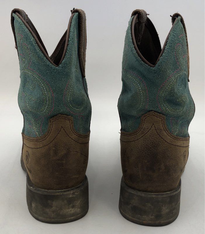 Ariat Fatbaby Waterproof Western Roper Boots Brown Teal Embroidered Size 7B