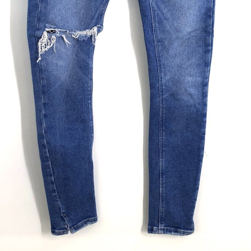 Zara Women's Blue Trafaluc High Rise Distressed Ripped Skinny Jeans Sz 26