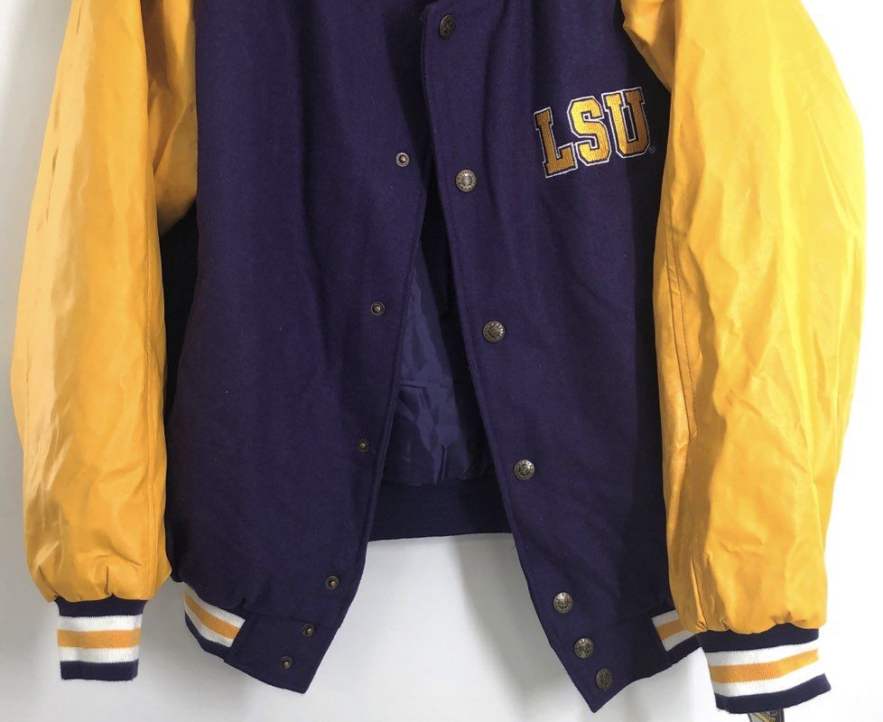 Vintage Steve & Barry's LSU Tigers Varsity Jacket Wool Faux Leather NWT Sz M