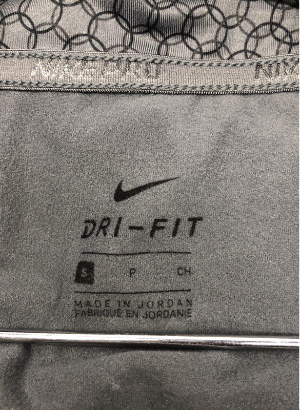 Nike Pro Women's Dri-FIT 1/2 Zip Gray Geometric Circle Print Pullover Top Sz S
