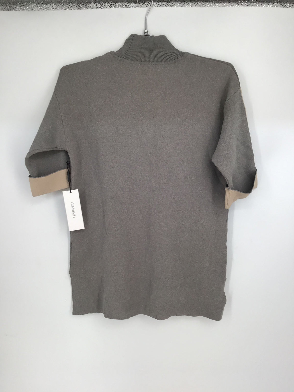 NWT Calvin Klein Women&#39;s Gray Knitted Mock Neck Pullover Sweater - Size XS