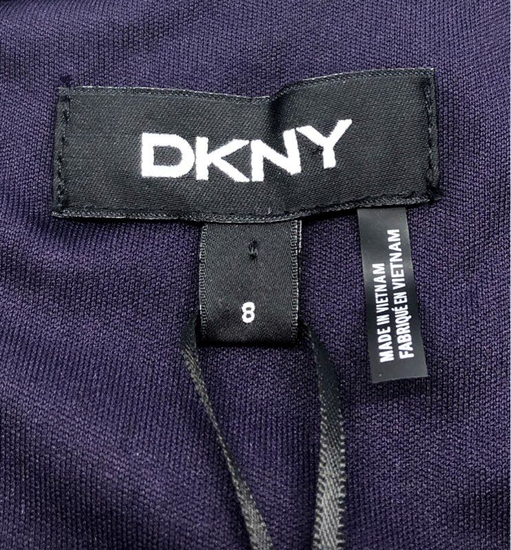 DKNY Women's Purple Metallic Clip Dot Bishop Sleeve Tie Waist Dress NWT Size 8