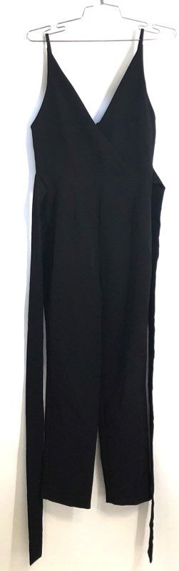 ASOS Women's Black Wrap V-Neck Sleeveless Tie Waist Jumpsuit Sz 4