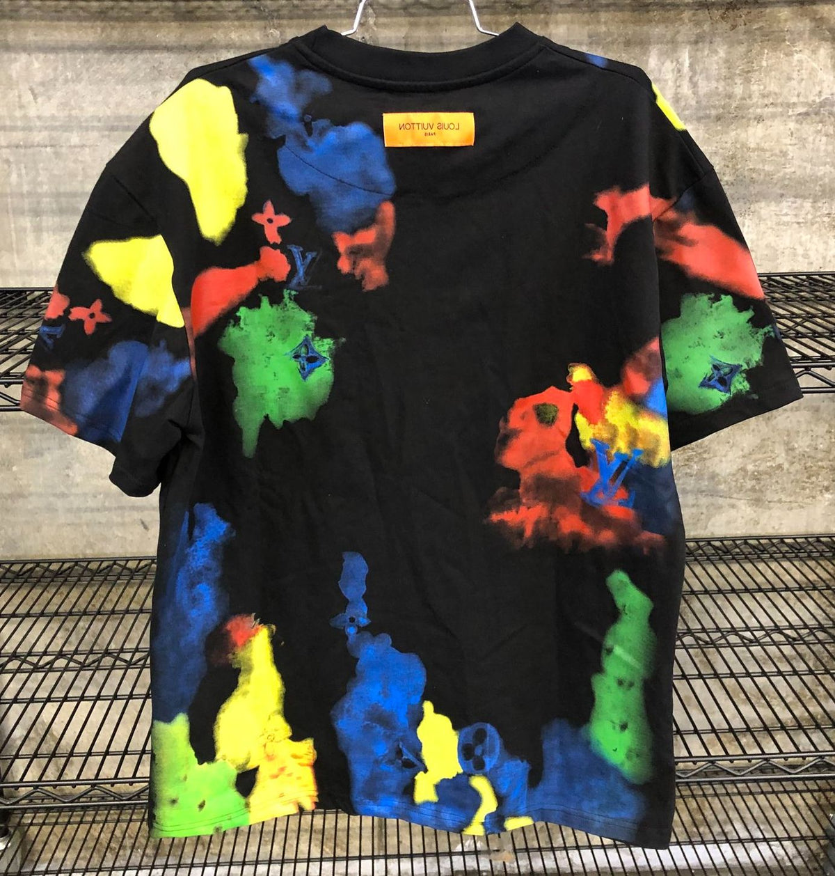 NWT Louis Vuitton Inspired Men's Black/Multicolor Splash Print T-Shirt - Sz 2XL