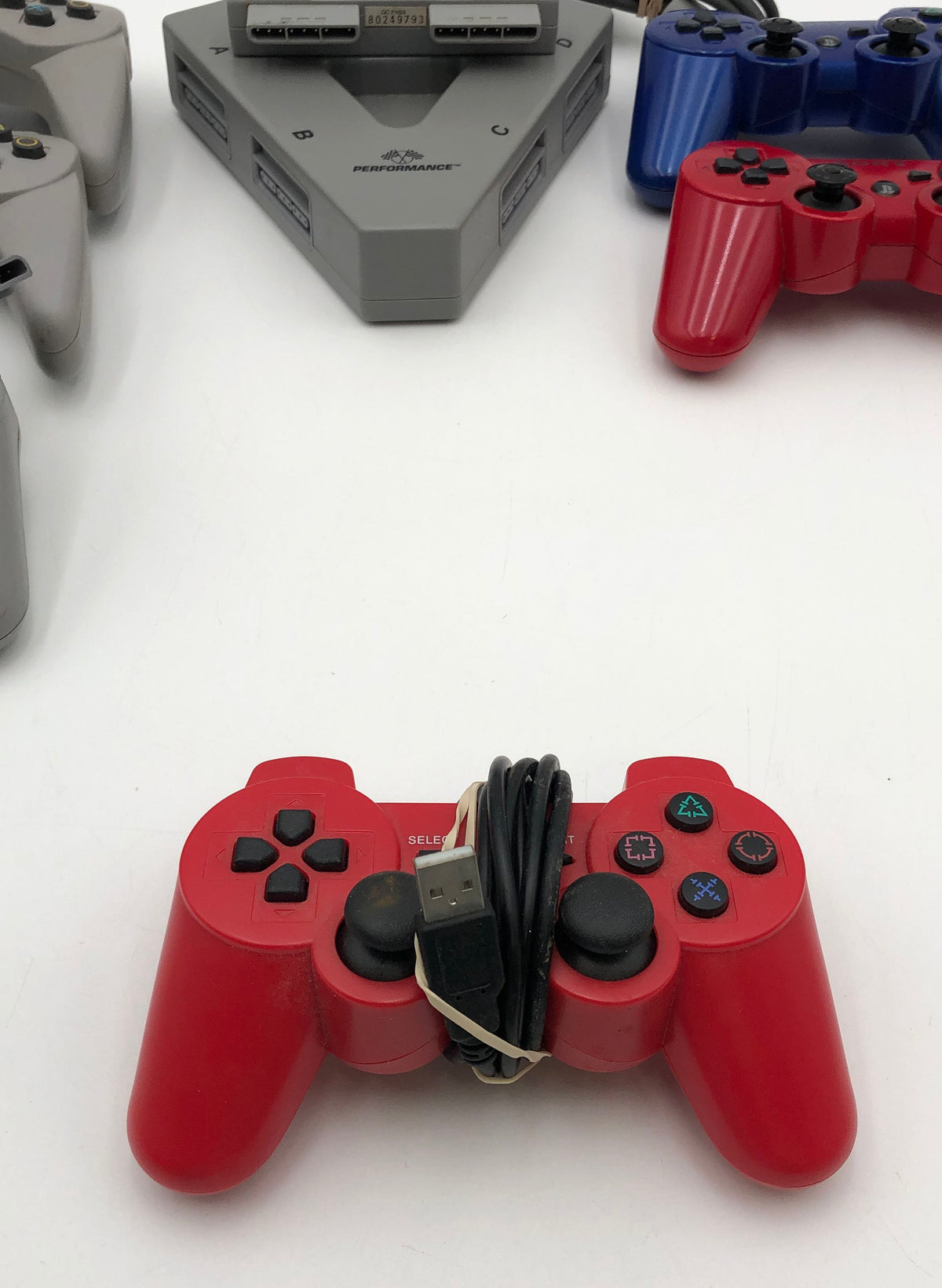 PlayStation Controller Lot of 5 for PS1 PS2 PS3 & Performance Multitap Adapter