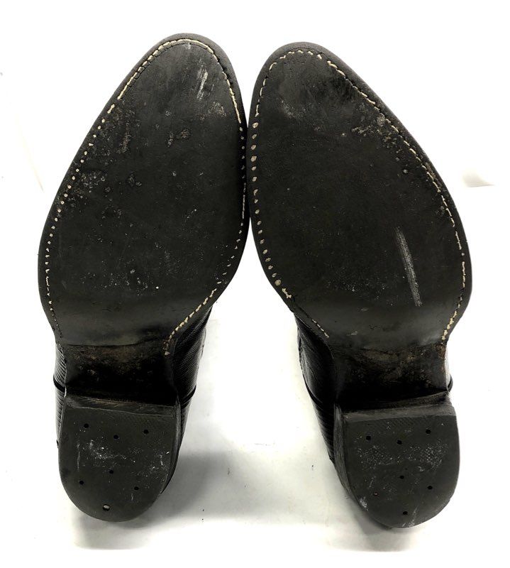 Vintage Nocona Black Teju Lizard Leather Cowboy Boots Men's Size 9.5 EE