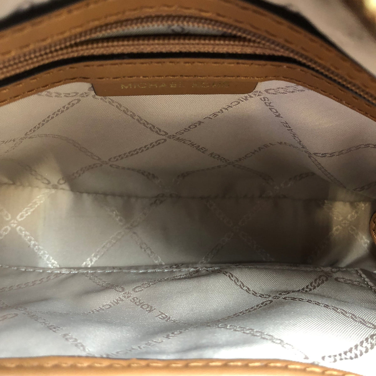 Michael Kors Brown\Tan\Black Leather 'Jet Set' Crossbody Bag (+COA)