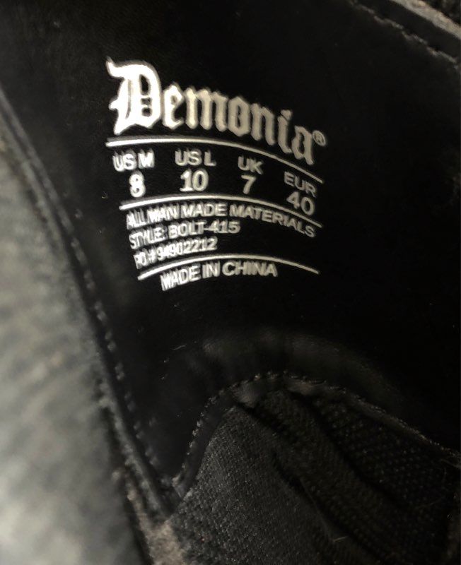 Demonia Bolt-415 Black Knee High Chain Buckle Lace Up Combat Boots Men's Size 8