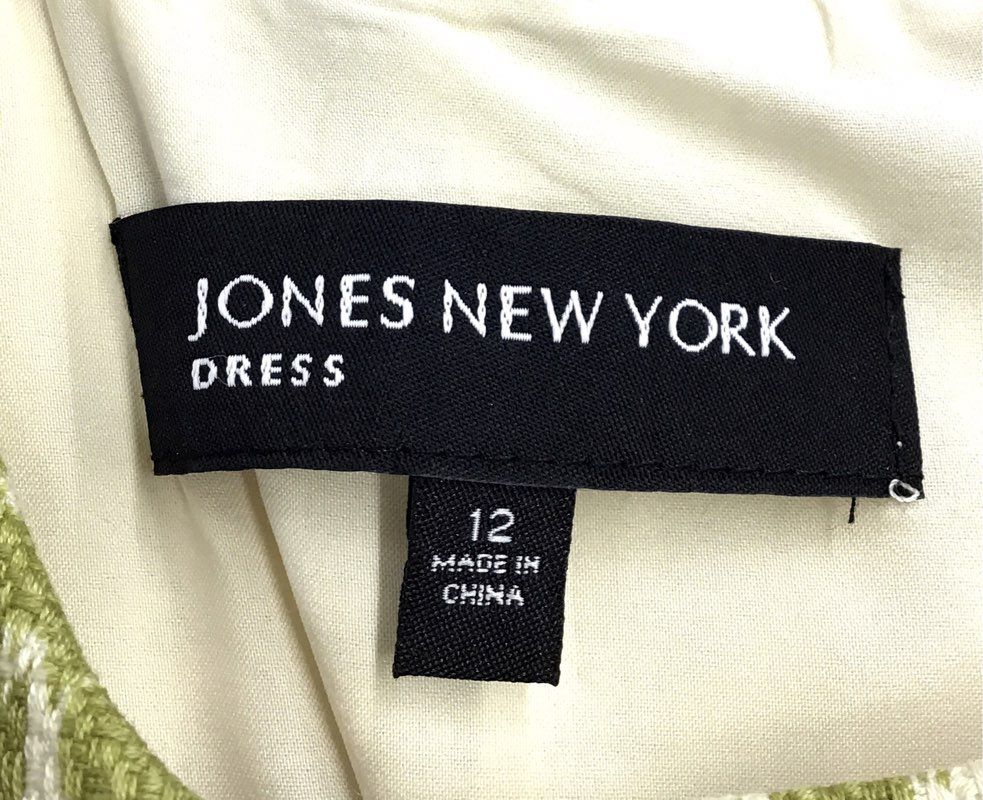 NWT Jones New York Women's Green White Geometric Cotton Sheath Dress - Size 12