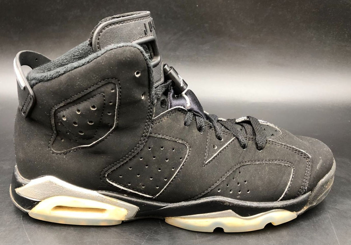 Nike Air Jordan 6 Retro GS 'Chrome' Boys' Black/Silver Sneakers - Size 7Y (+COA)