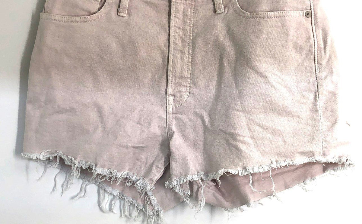 Madewell Women's Denim Shorts Blush Pink High Rise Raw Hem Frayed Stretch