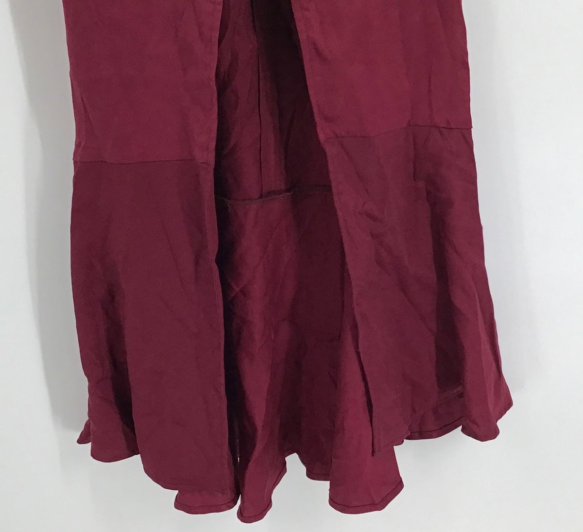 NWT Frenchmauve Women&#39;s Wine Cabernet Mermaid Ruffle Trench Coat - Size Small