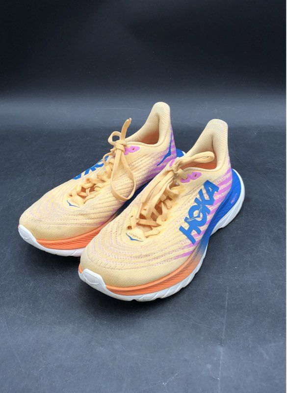 Hoka One One Women's Mach 5 Yellow Pink Athletic Shoes - Size 7.5