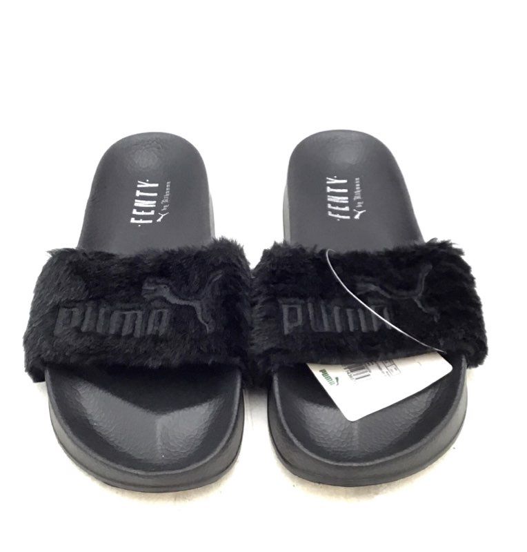 NWT Puma Women&#39;s Leadcat Fenty 36226603 Black Silver Slide Sandals - Size 7.5