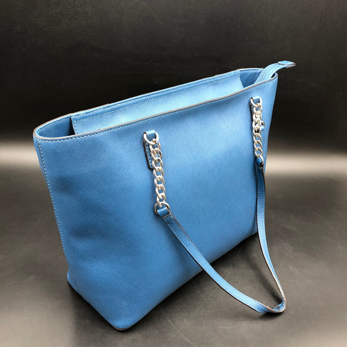 Michael Kors Slate Blue Leather 'Jet Set' Tote Bag (+COA)