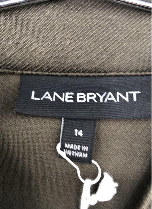 NWT Lane Bryant Women's Olive Green Military Band Jacket Peplum Sz 14