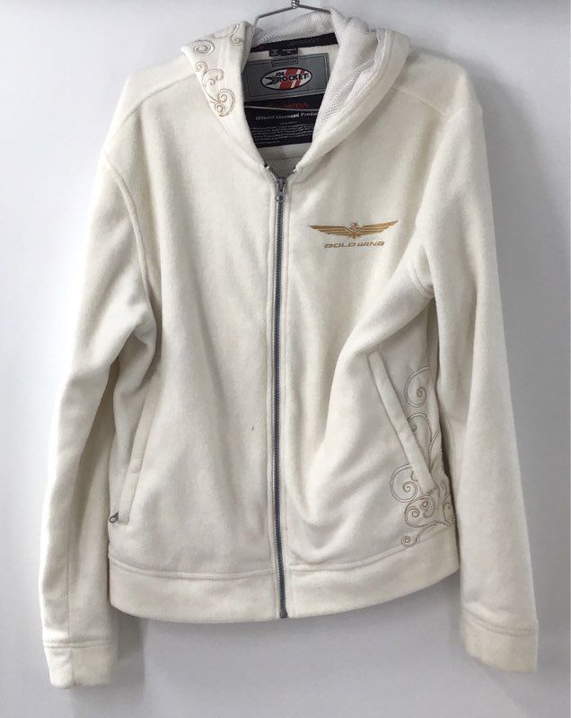 Joe Rocket Honda Gold Wing Women's Fleece Full Zip Hoodie Jacket Cream Sz XL