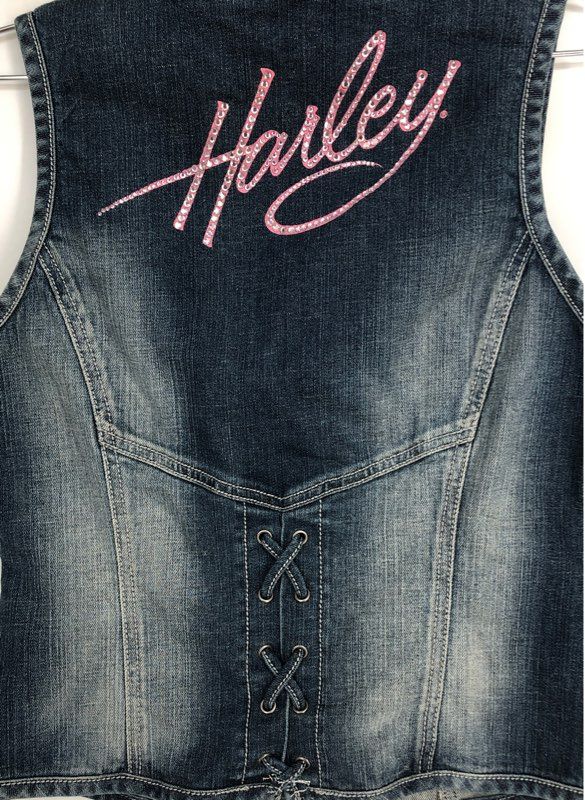 Harley-Davidson Women&#39;s Blue Denim Vest - Size Medium