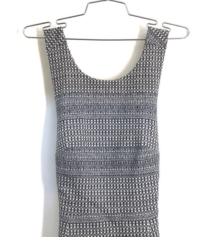 Banana Republic Women's Black White Geometric Jacquard Cross Back Dress 2P NWT