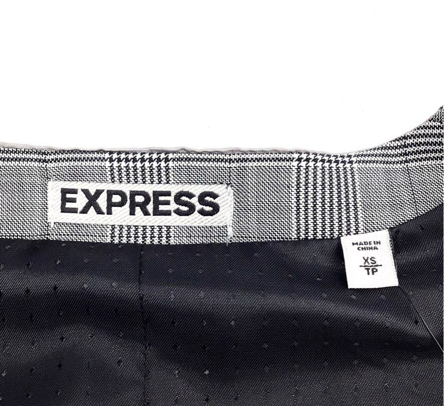 Express Men's Gray Glen Plaid Wool Blend Suit Vest Waistcoat NWT Sz XS