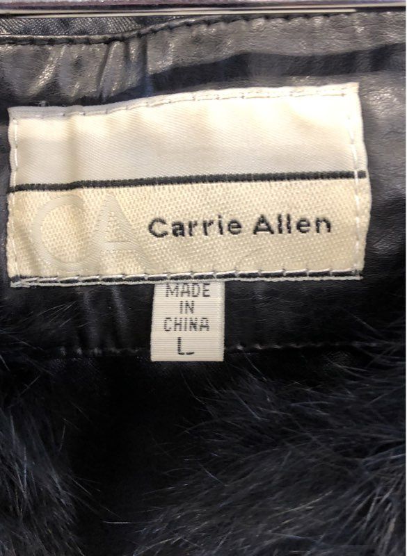 Carrie Allen Women's Vest Black Genuine Rabbit Fur Open Front Size L