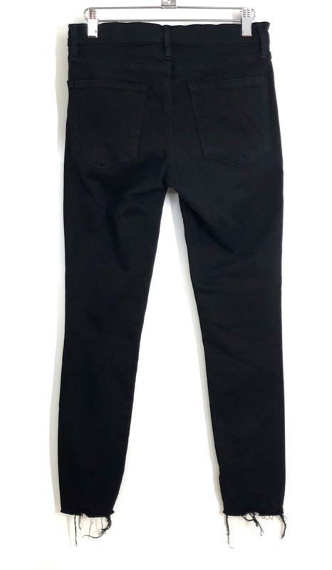 FRAME Women's Black Le Skinny de Jeanne Jeans Raw Released Frayed Hem Sz 27