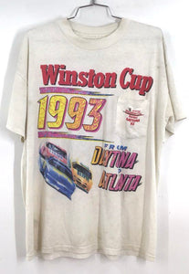 Men's White Winston Cup Daytona To Atlanta 1993 NASCAR T-Shirt - Sz Measured