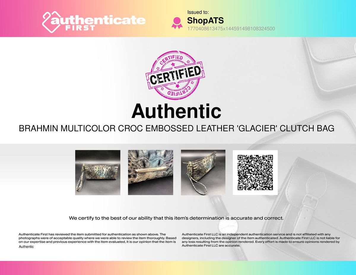 Brahmin Multicolor Croc Embossed Leather 'Glacier' Clutch Bag (+COA)