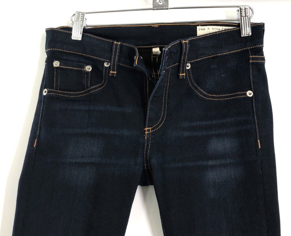 rag & bone Women's Coventry Skinny Jeans Dark Indigo Raw Hem Sz 26