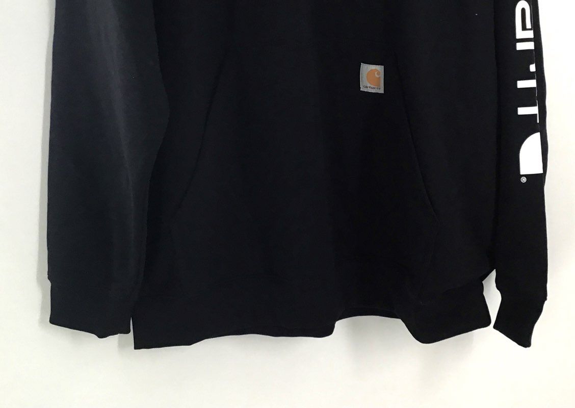 Carhartt Men's Black K288 Logo Sleeve Graphic Loose Fit Hoodie Sz XL