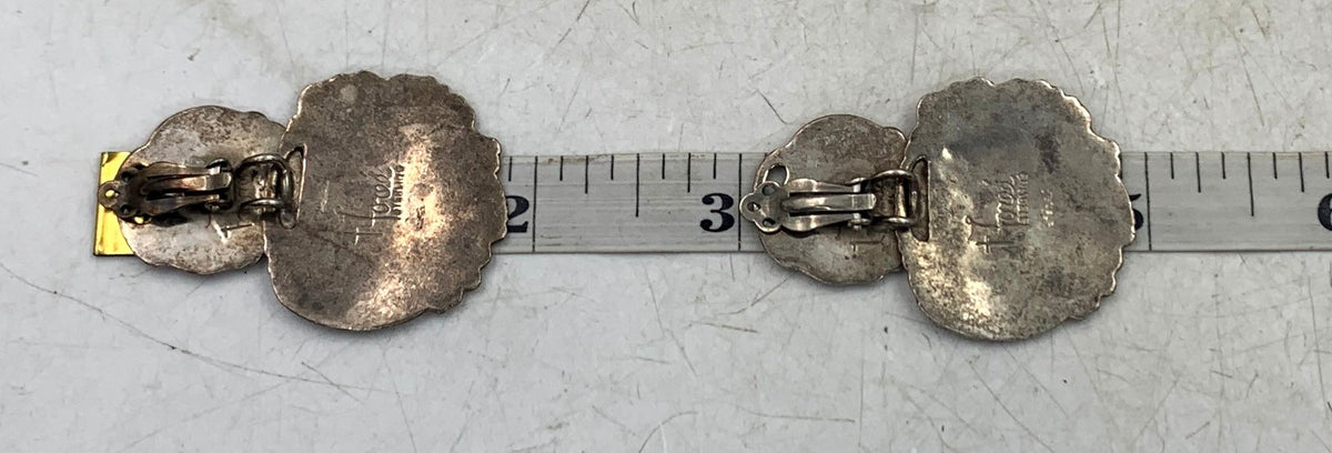 Terrific Sterling (.925) Silver 1.75" Clip-On Earrings 23.49g