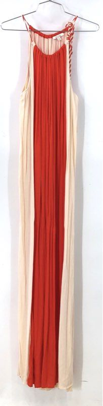 Ella Moss Women's NWT Colorblock Braided Strap Maxi Dress Red Cream Size M