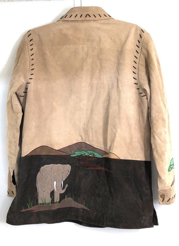 Quacker Factory Women's Vintage Y2K Leather Safari Embroidered Jacket Sz M
