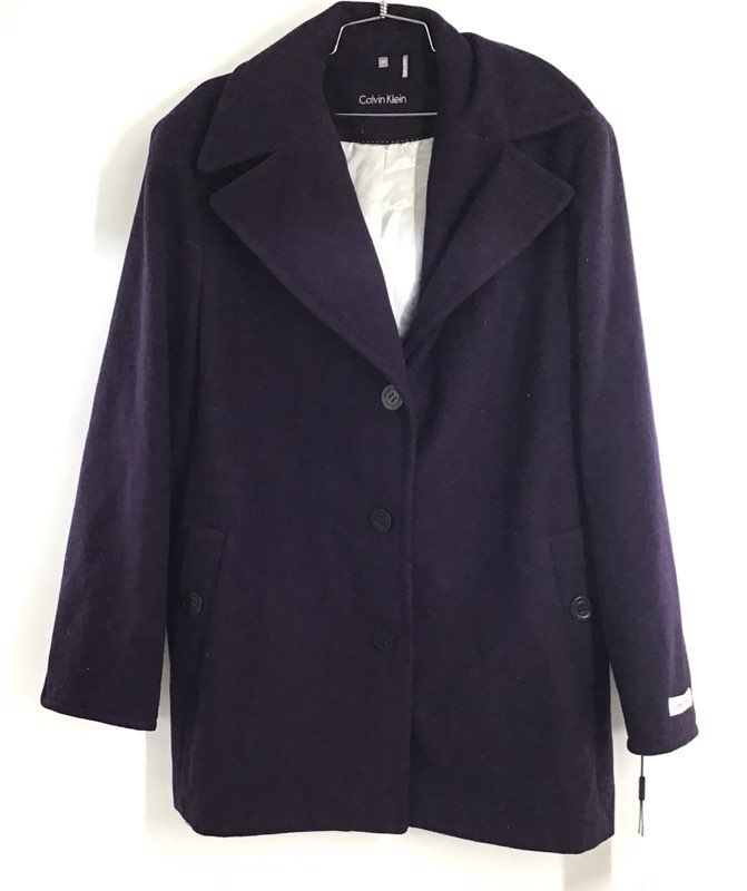 Calvin Klein Women's Purple Orchid Plus Size 3X Button Front Coat Jacket NWT