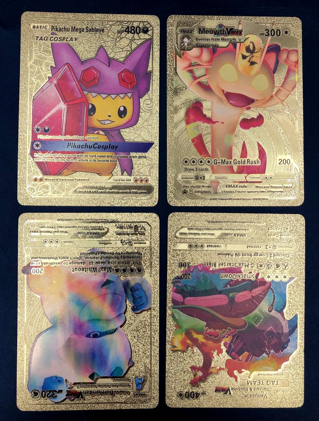 LOT of 15 RARE Pokemon VMax/GX Gold Foil/Holo/Rainbow Collectible Trading Cards