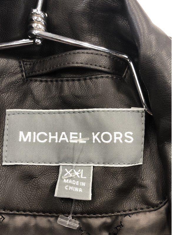 Michael Kors Men's Faux Leather Racer Jacket Espresso Perforated NWT Sz 2XL