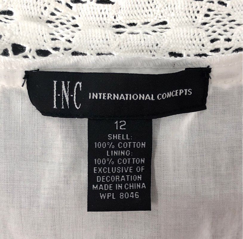 INC International Concepts Women's White Lace East Hampton Dress Sz 12 NWT