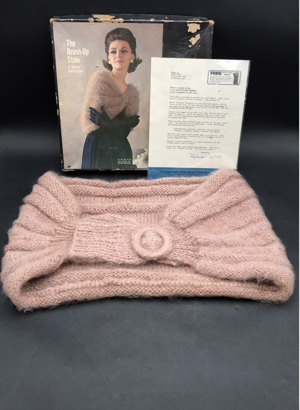 Vintage 50s The Brush-Up Stole Knit Mohair Look Shoulder Wrap w/ Box OSFM