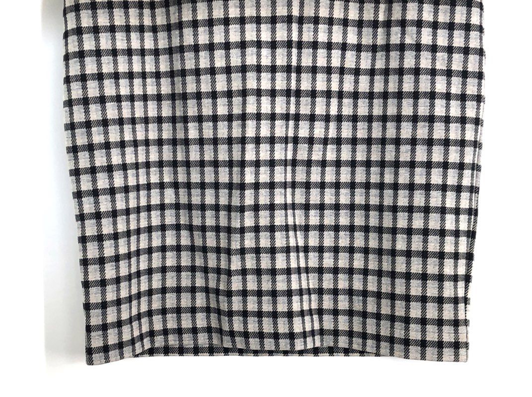 J. Jill Women's Gray Black Plaid Ponte Pencil Skirt Checkered Sz XS NWT