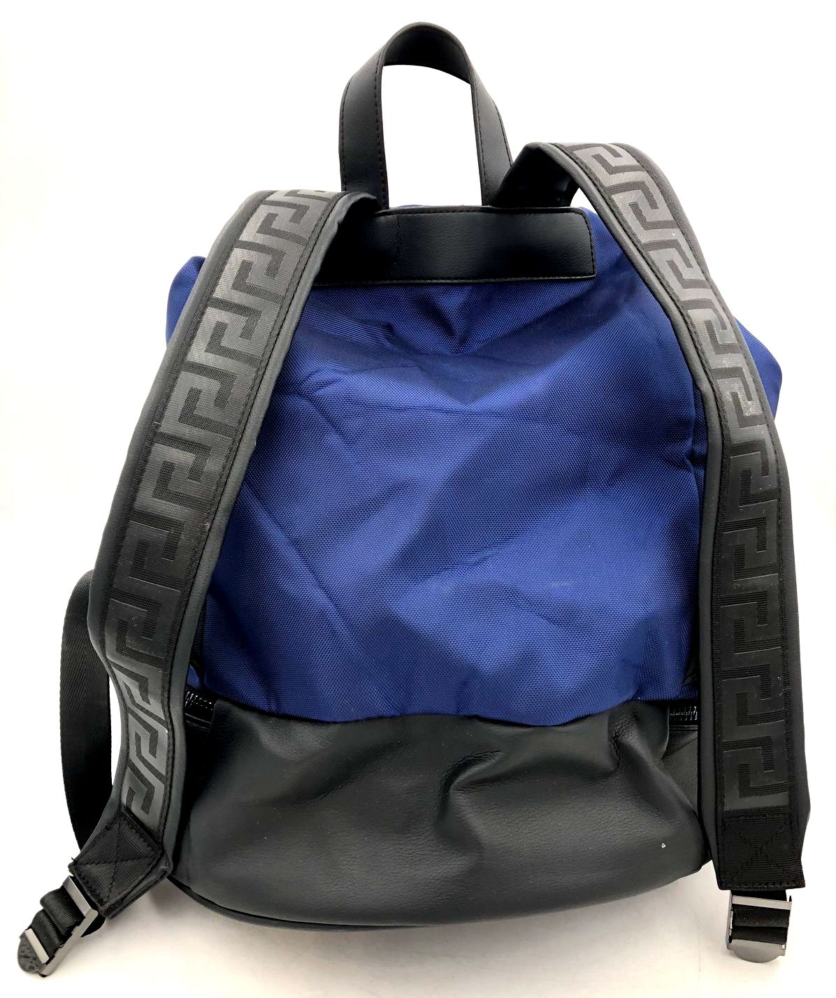 Versace Parfums Large Navy Blue Nylon Drawstring Backpack with Black Trim (+COA)