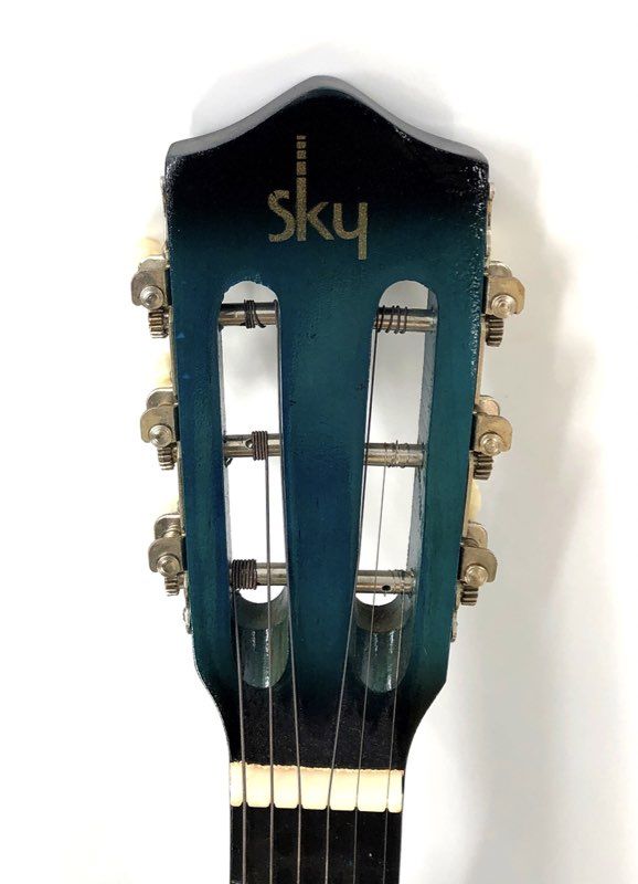 Sky 6-String Acoustic Guitar Blue Sunburst Beginner Student Model with Gig Bag