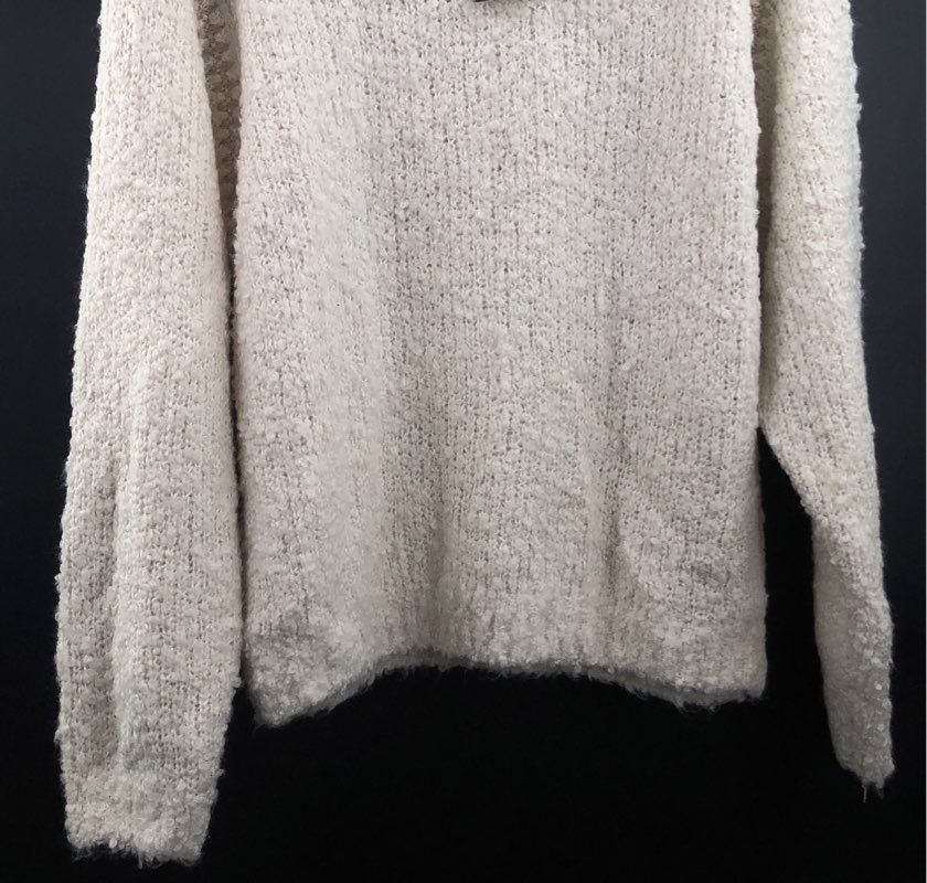 Z Supply Women's Cream Romnie Textured Boucle Crewneck Sweater NWT Sz M