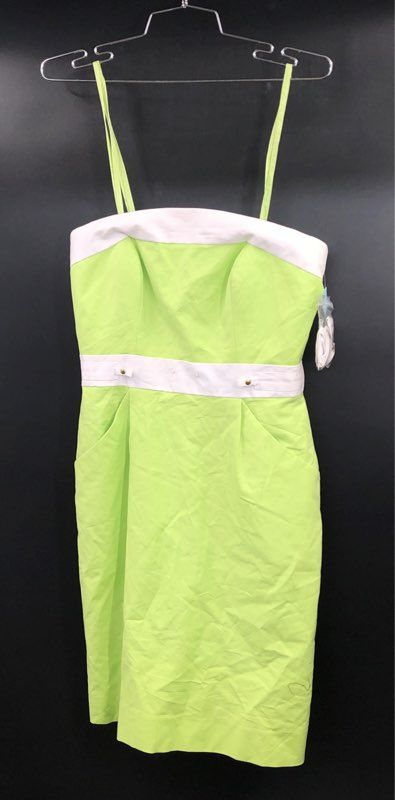 Antonio Melani Women's Lime Green White Cotton Stretch Sheath Dress Sz 4