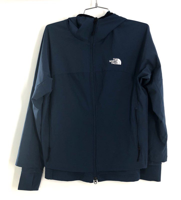 The North Face Women's Navy Blue Full Zip Hooded Jacket Stretch Thumbholes Sz M