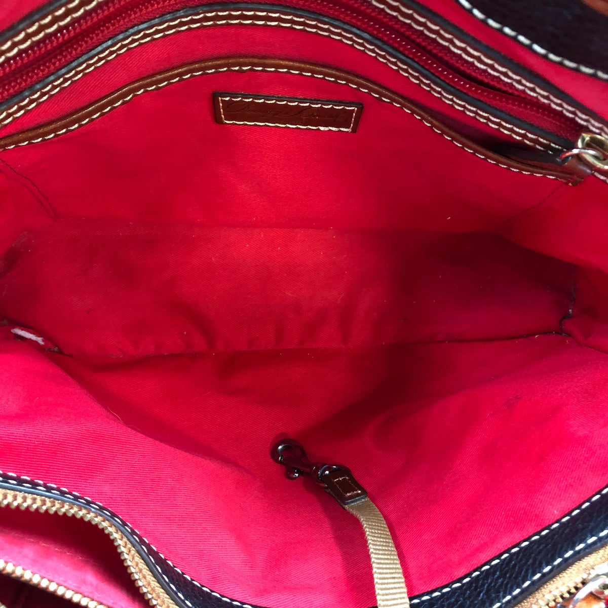 Dooney & Bourke Black Pebbled Leather Madeline Satchel Bag Gold Hardware COA