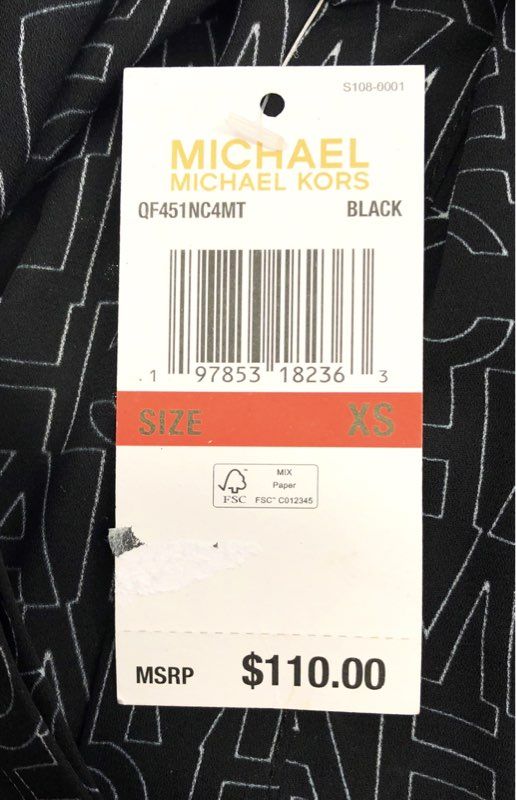 MICHAEL Michael Kors Women's Logo Print Button Down Blouse Black NWT Sz S