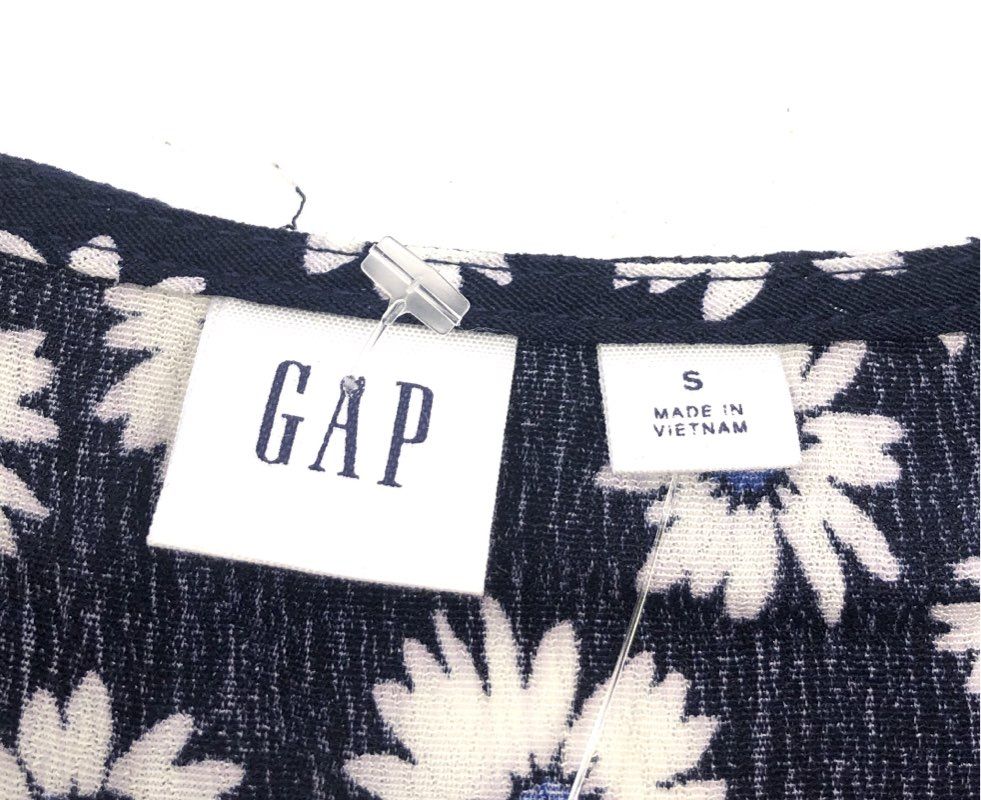 Gap Women's Navy Blue Daisy Floral Short Sleeve Wrap Midi Dress NWT Sz S
