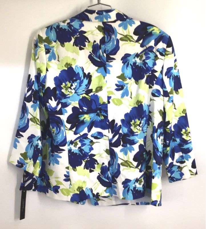 Tahari Arthur S. Levine Women's Dannie Floral Blazer Blue Green NWT Sz 16W