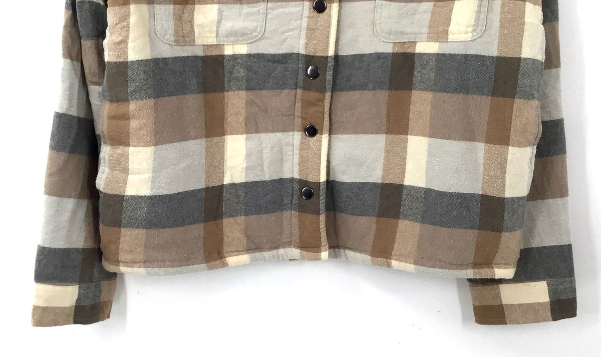 NWT Lucky Brand Men's Brown Plaid Cotton Shirt Jacket - Size M