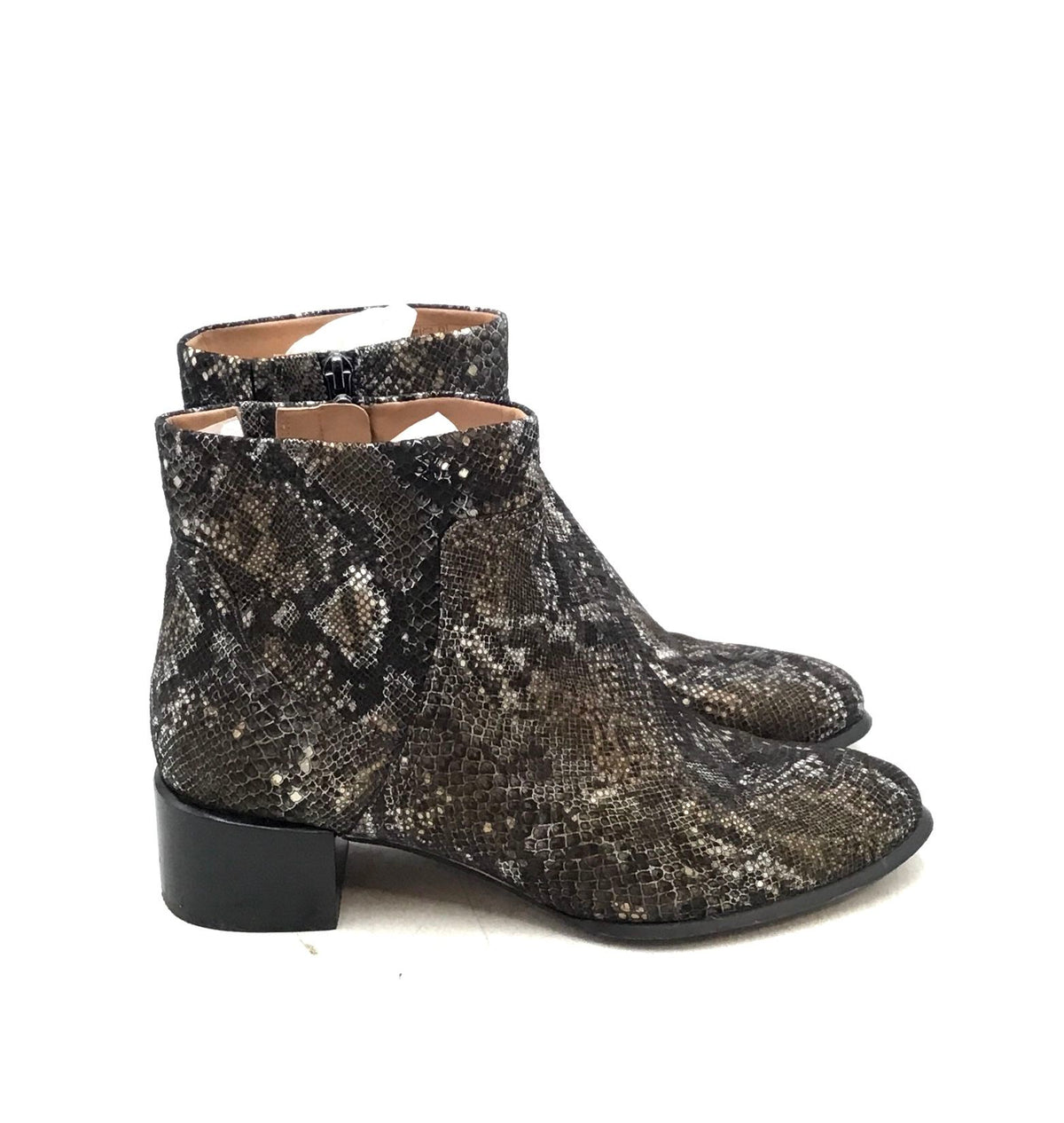 Vionic Women&#39;s Kamryn Brown Snake Print Block Heel Ankle Boots - Size 9.5